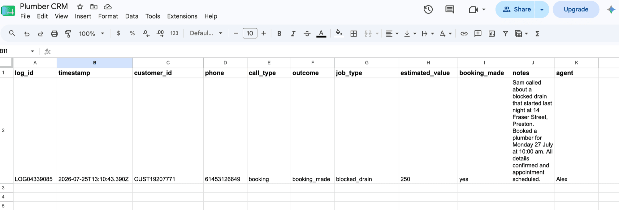 Every call logged automatically