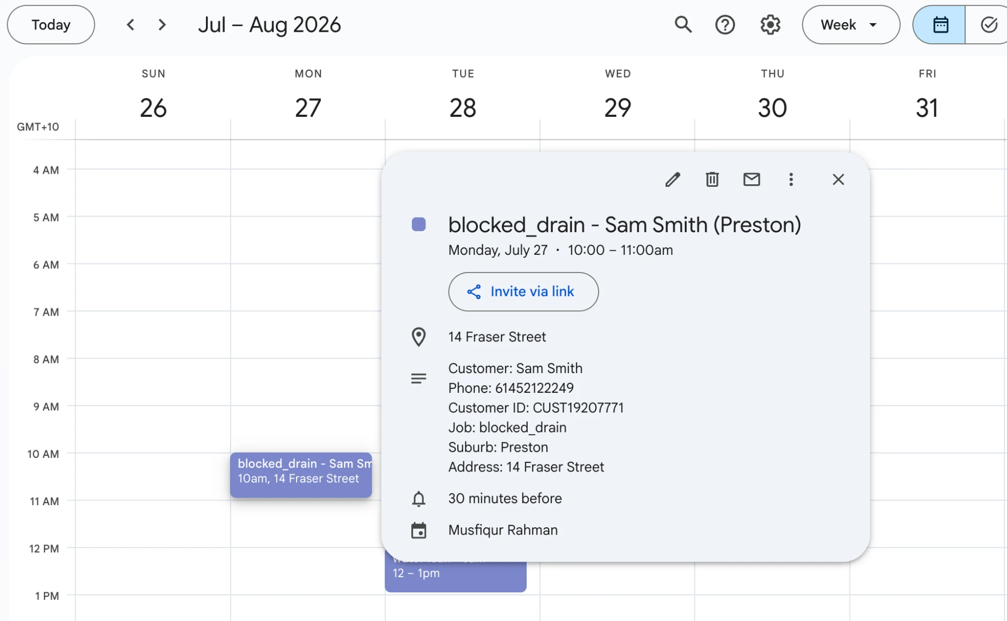 Booked straight into the calendar